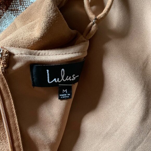 Lulu's Chic Tan Mini Dress. Spaghetti straps. Size M. - Picture 6 of 9